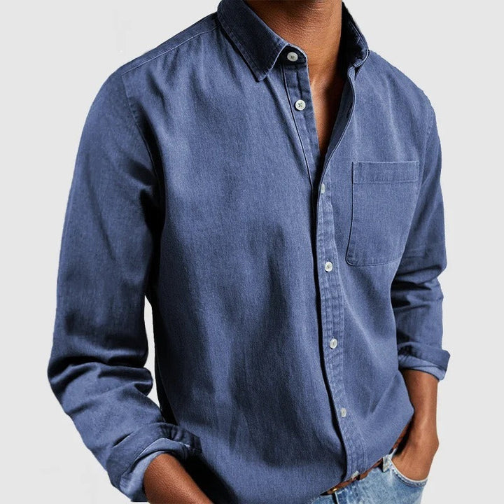 Camisa de botones de manga larga para hombre, básica y cómoda. Versátil para cualquier ocasión. Multicolor.