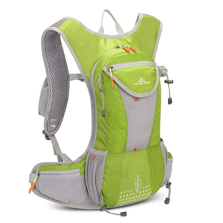 Mochila impermeable y resistente para ciclismo, senderismo y viajes con compartimentos seguros.