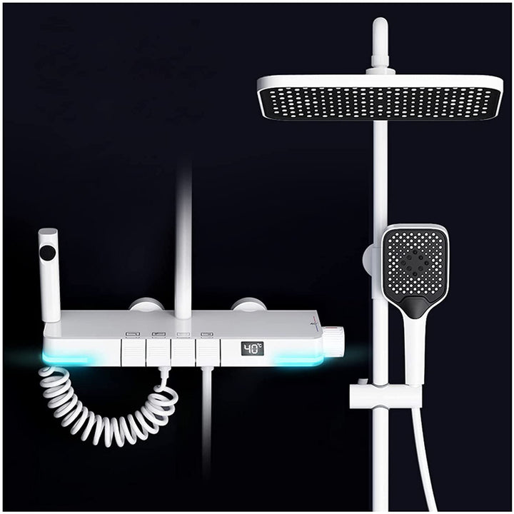 Innovador sistema de ducha con pantalla digital. Control termostático y moderno para tu baño.