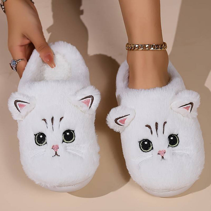 Zapatillas de casa femeninas, diseño de gato, perfectas para mantener los pies calientes y cómodos en el hogar.