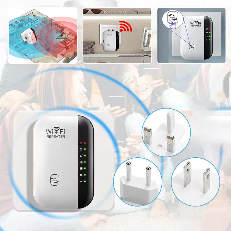 Repetidor WiFi inalámbrico. Mejora la señal de internet en hogar y oficina. Conectividad estable.