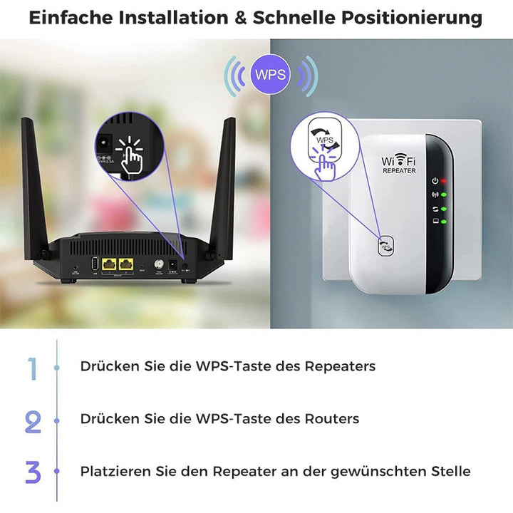 Amplificador de red WiFi portátil y blanco. Optimiza la señal inalámbrica en oficina y espacios grandes.