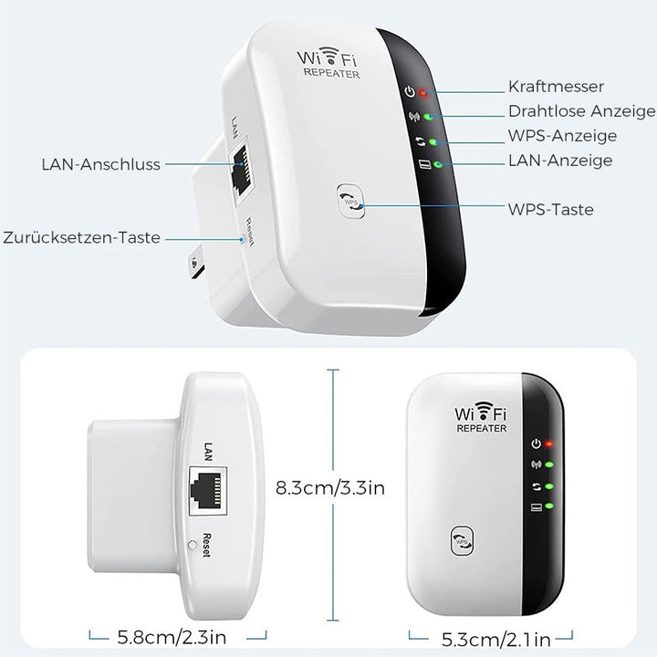Dispositivo amplificador WiFi. Extensor de alcance para señal de internet en cualquier punto de hogar/oficina.
