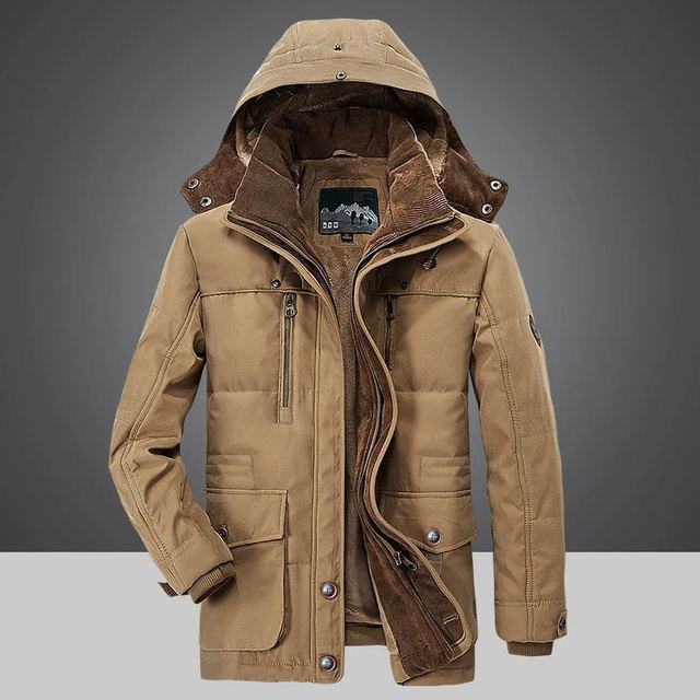 Chaqueta de invierno cálida para hombre con forro de felpa y capucha, ideal para el frío.