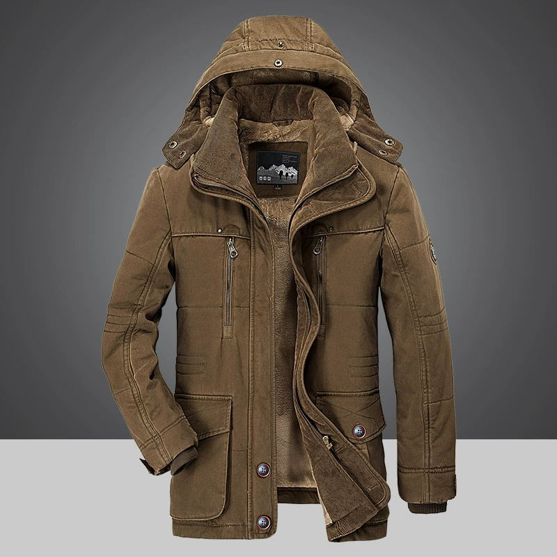 Chaqueta de invierno para hombre, estilo casual y gran resistencia, con forro y capucha.