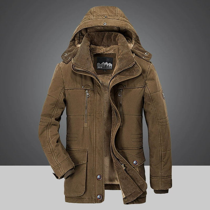 Chaqueta de invierno para hombre, estilo casual y gran resistencia, con forro y capucha.