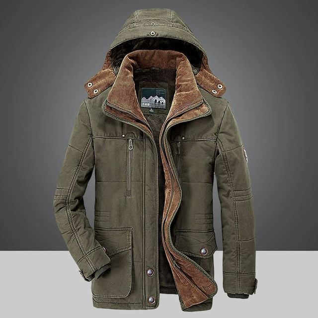 Chaqueta de hombre con forro cálido para invierno, resistente al frío y con capucha protectora.