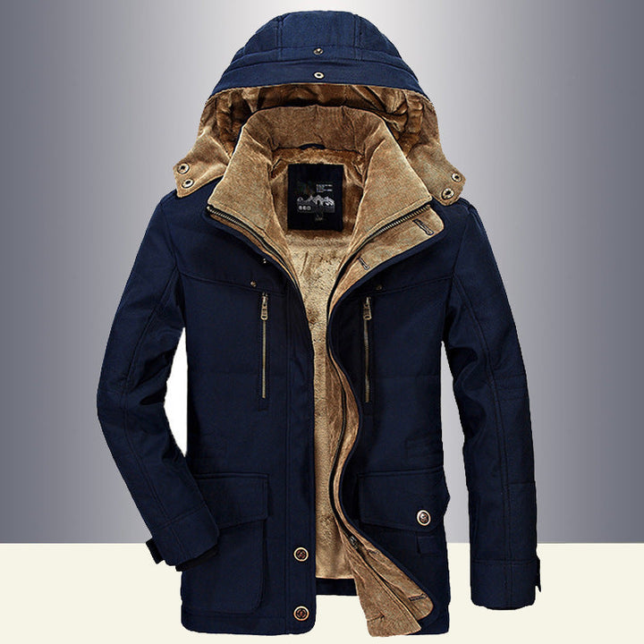 Abrigo de invierno para hombre, muy cálido con forro de felpa, ideal para exteriores.