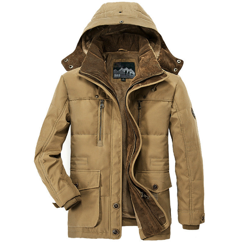 Chaqueta de invierno resistente para hombre con capucha y forro de felpa, máxima protección.