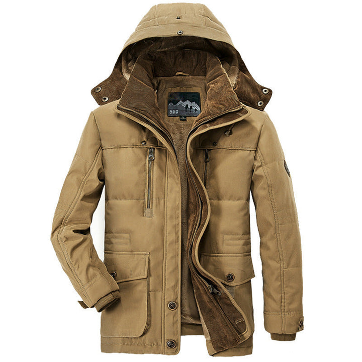 Chaqueta de invierno resistente para hombre con capucha y forro de felpa, máxima protección.