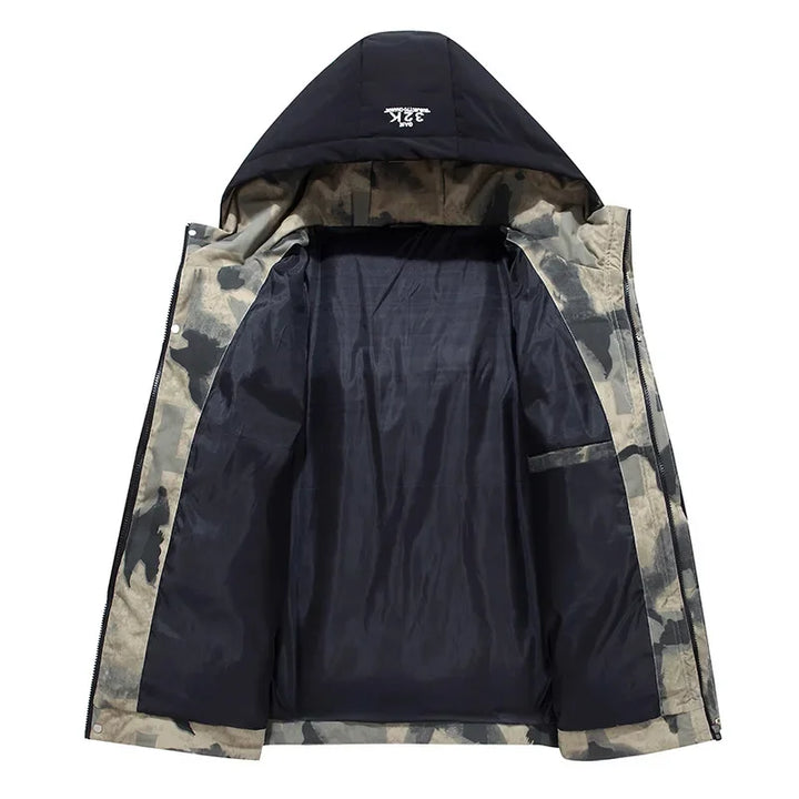 Abrigo resistente y cálido de invierno para hombre, chaqueta acolchada con capucha, perfecta para el día a día.