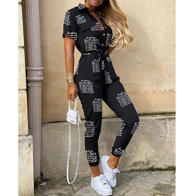 Mono de verano fresco para mujer, estilo casual y versátil con cinturón.