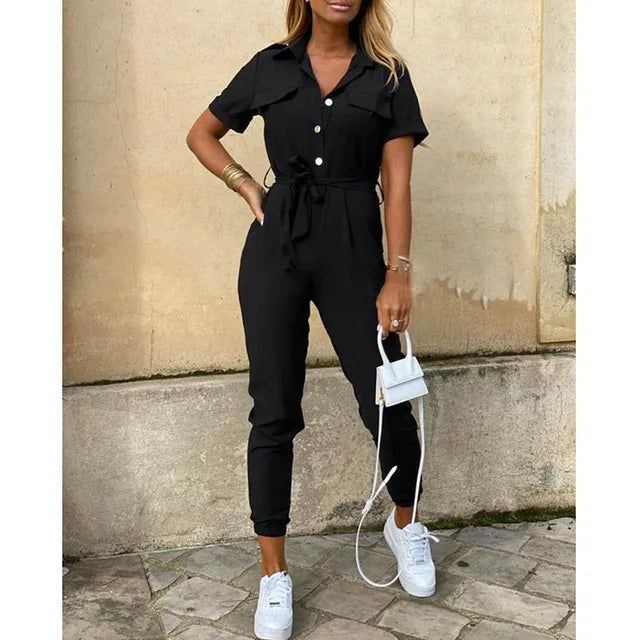 Mono de mujer elegante para eventos o look casual diario, con cinturón versátil.