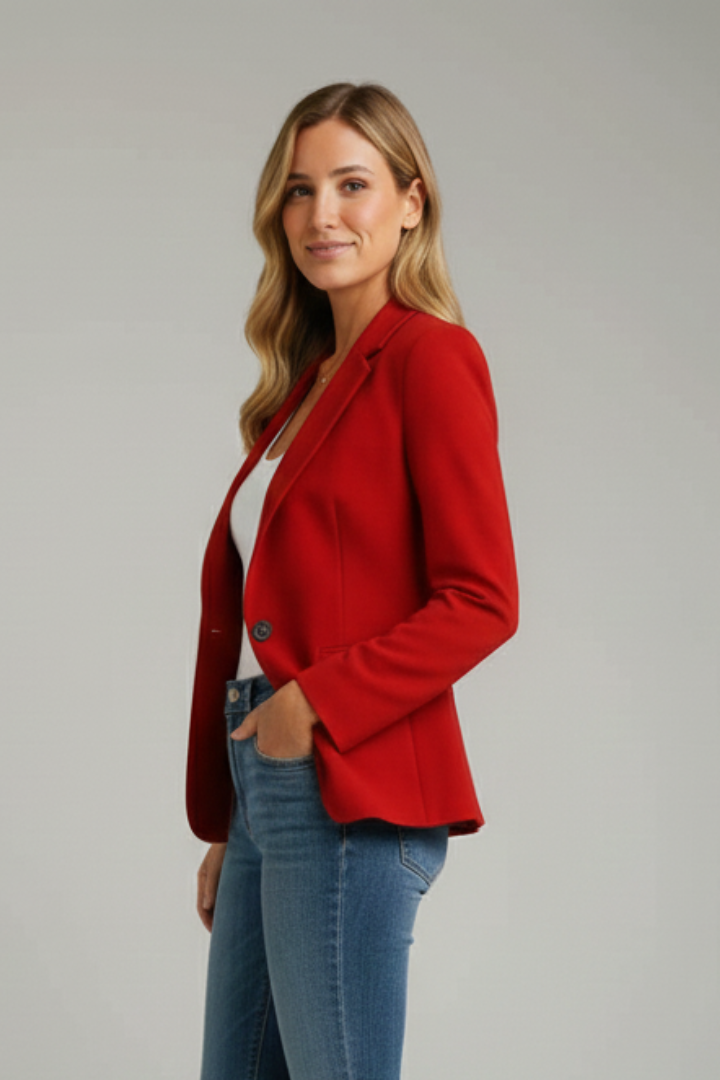 Blazer sofisticado para mujer, con solapa clásica, versátil para oficina y eventos elegantes.