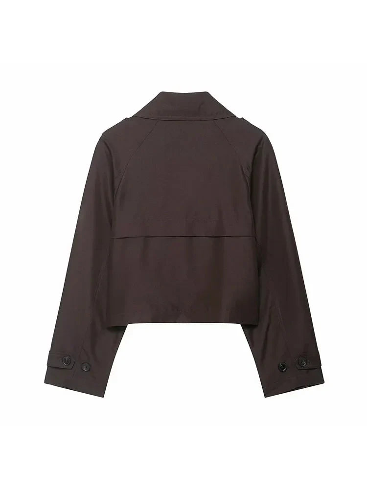 Abrigo gabardina cruzada para mujer, moda femenina esencial para otoño e invierno, estilo casual y oficina.