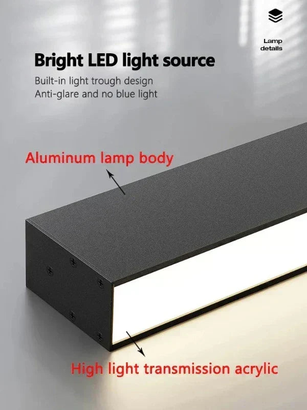 Iluminación LED de techo moderna, diseño escalable y minimalista en color negro para interiores.