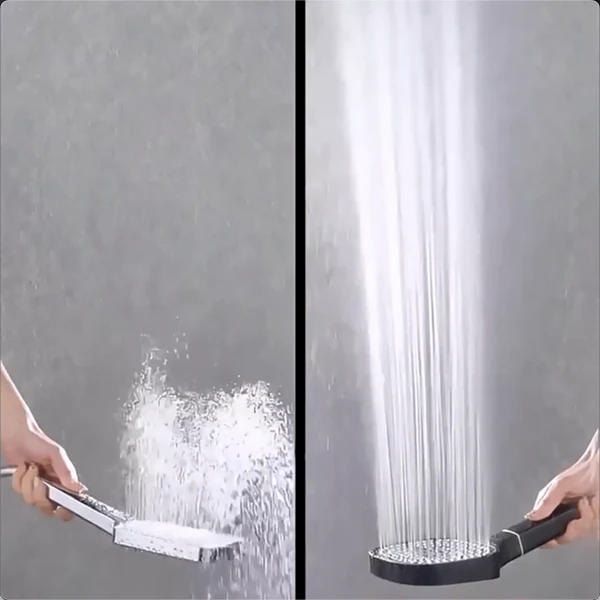 Ducha de mano moderna con turbo boost y filtro de agua. Alta presión para un baño placentero y ahorro de agua.