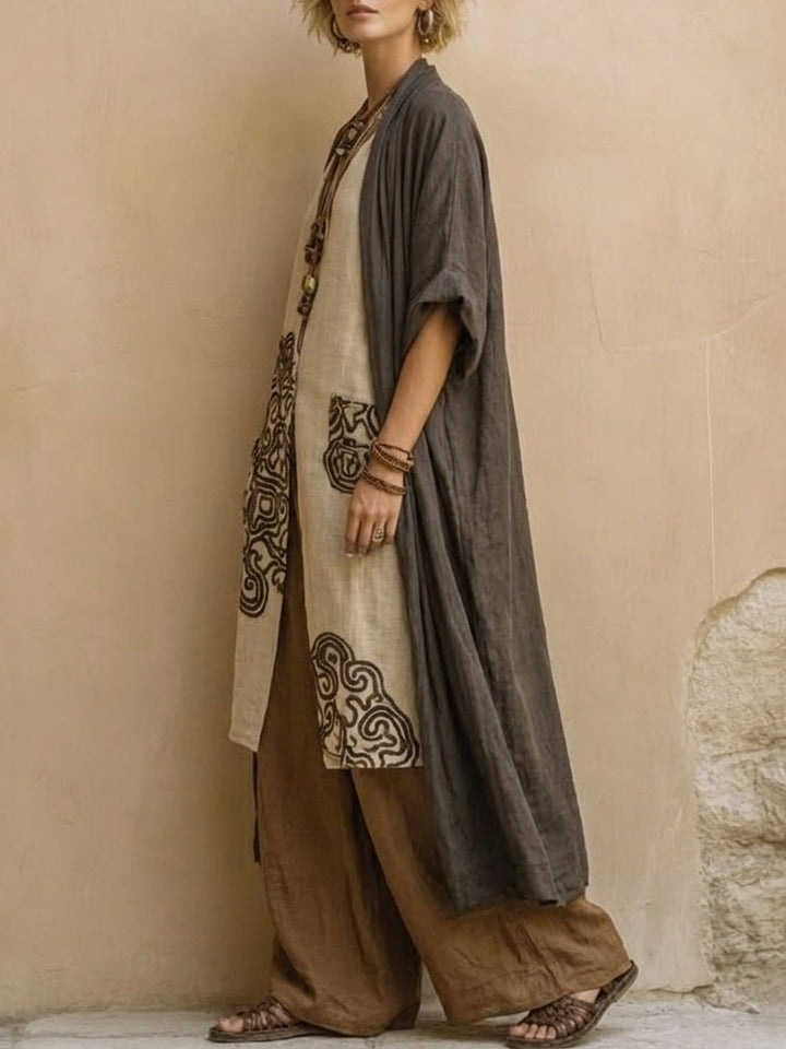 Moda casual chic de mujer: conjunto de tres piezas bohemio cómodo, ideal para la playa y días relajados.