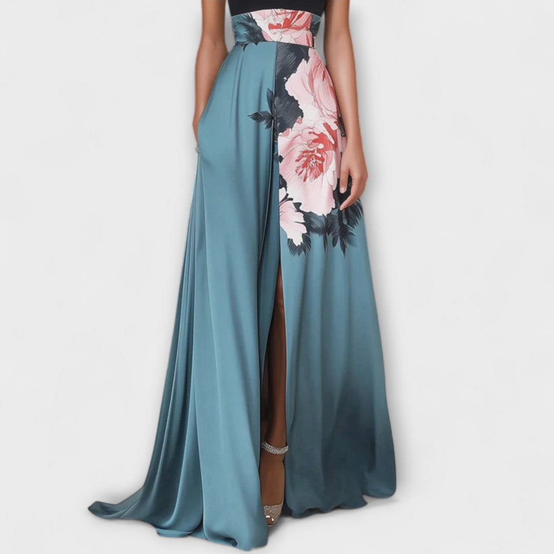 Maxivestido largo floral sin mangas de línea A para mujer, ideal para fiestas, cócteles y eventos de verano.