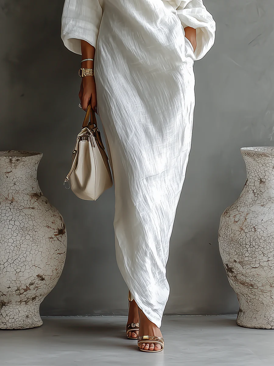 Vestido maxi de mujer, elegante y versátil. Estilo de un hombro asimétrico para un look chic y cómodo en verano o fiesta.