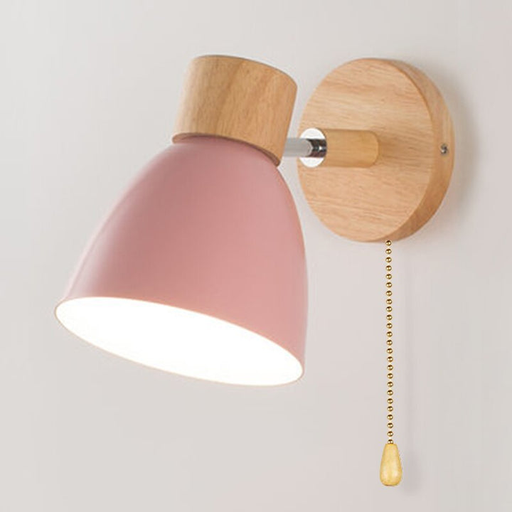 Aplique de pared nórdico de madera natural, luz y decoración minimalista para el hogar.