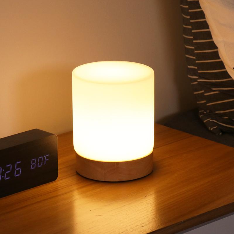 Lámpara de mesa LED cilíndrica Torin moderna, con control táctil. Iluminación inalámbrica USB, luz ambiente para hogar.