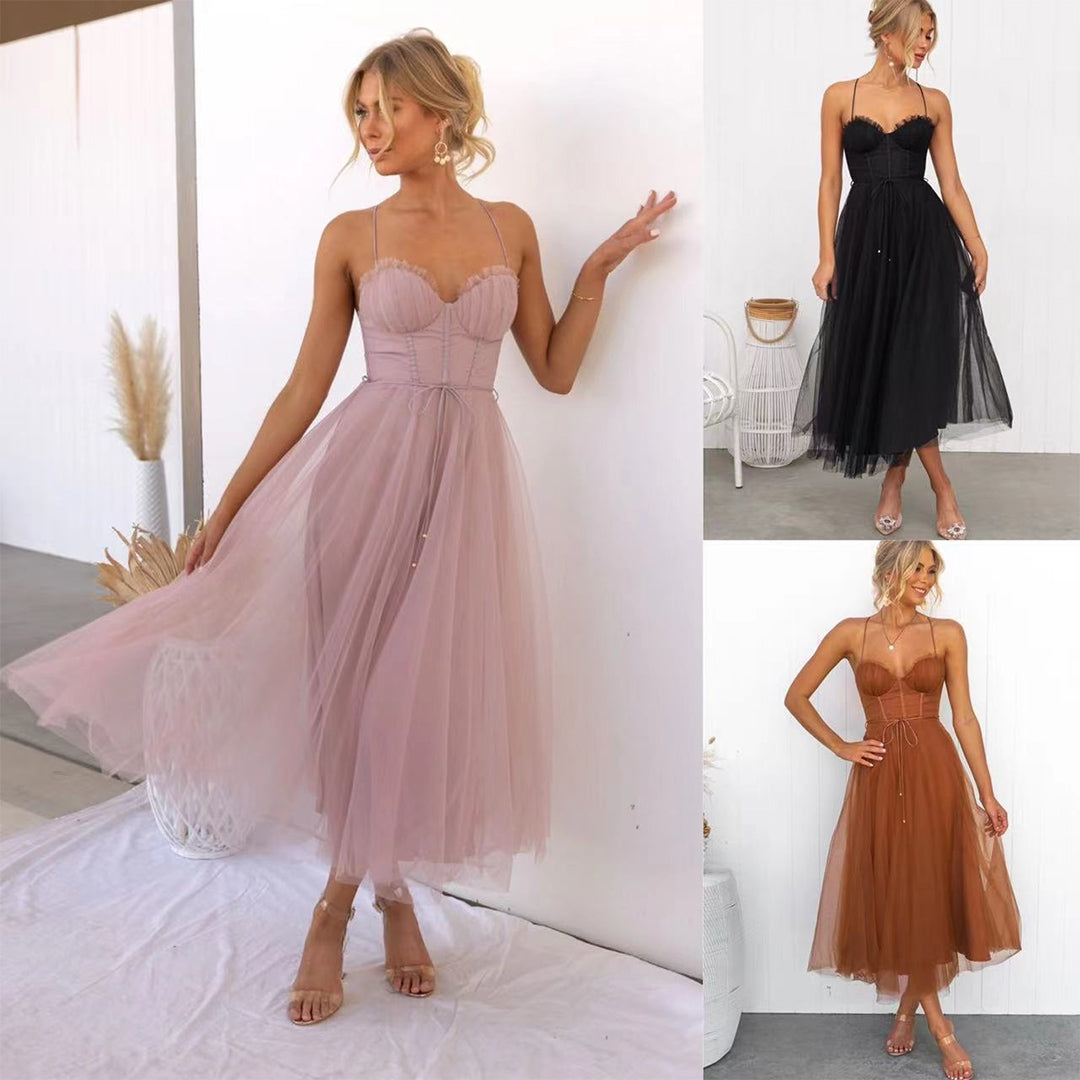 Vestido midi de gala elegante para mujer. Perfecto para fiestas, celebraciones y eventos formales de noche.