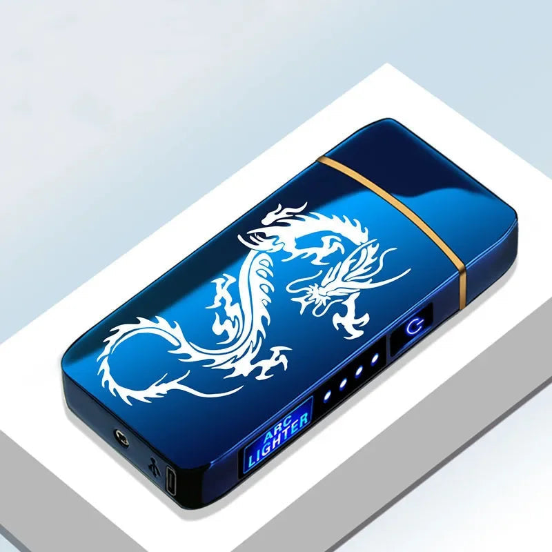 Encendedor electrónico metálico USB con doble arco de plasma, sin butano, recargable y muy portátil.