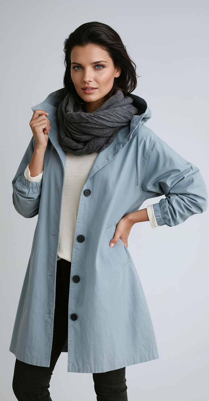 Chaqueta de mujer con capucha para invierno. Abrigo largo y cálido, ideal para cualquier estilo.