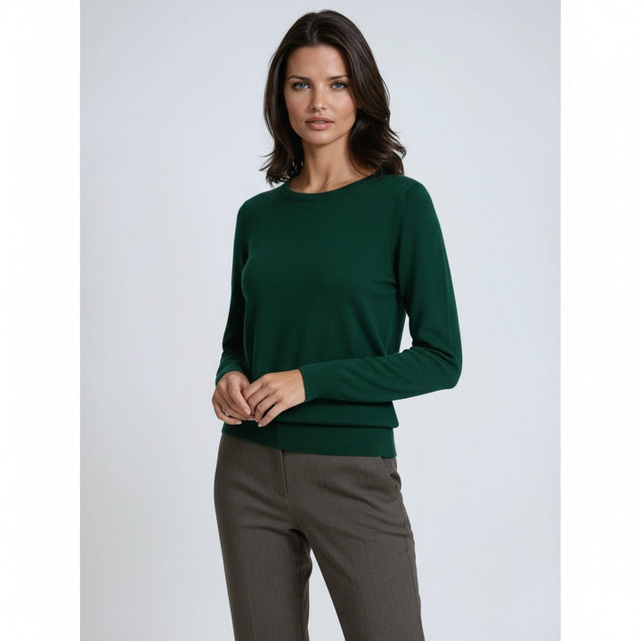 Jersey básico SELVINA para mujer, cuello redondo. Suave y cómodo, perfecto para otoño e invierno.