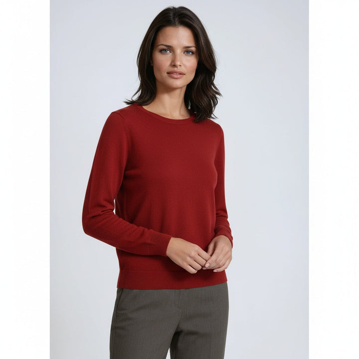 Jersey de mujer SELVINA casual elegante, cuello redondo, manga larga. Prenda versátil para estilo diario.