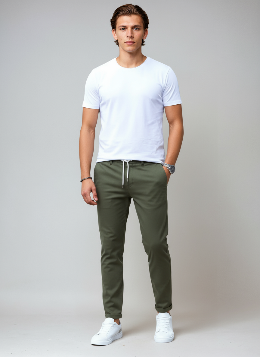 Pantalón chino para hombre, slim fit, perfecto para un atuendo casual chic y confortable.