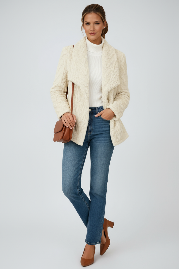 Abrigo de mujer para invierno, suave y muy cálido. Chaqueta de moda con elegancia casual y máxima comodidad.