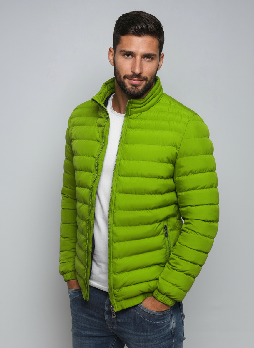 Chaqueta puffer RANDOR de invierno para hombre, diseño moderno, casual, ideal para uso urbano.