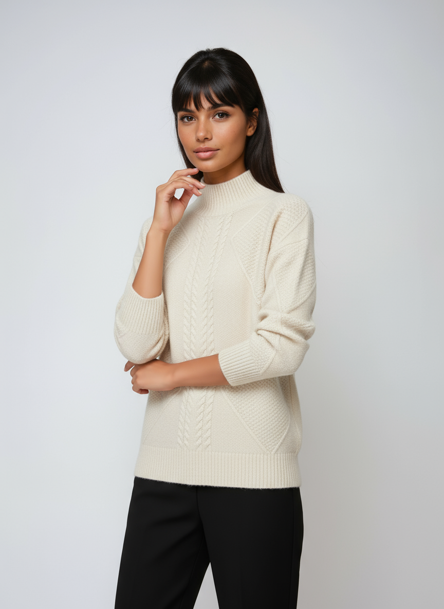 Jersey de mujer ELLARA con ochos, estilo elegante y casual. Perfecto para moda invierno y comodidad.