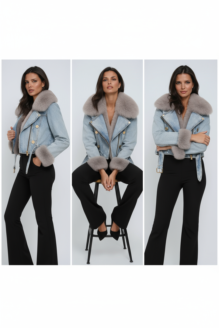 Abrigo de invierno para mujer, cálido y acogedor, con cuello de peluche suave. Ropa de exterior invernal.