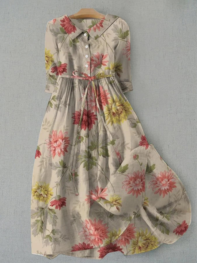 Vestido camisero elegante para mujer con cintura ajustable, fluido y transpirable. Ideal primavera/verano.