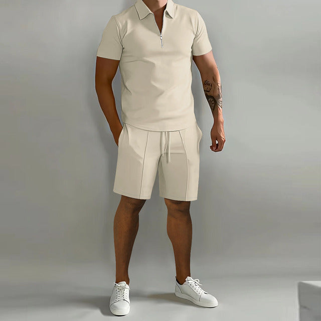 Conjunto JAYDEN CoolSet de polo y pantalón corto para hombre, ideal para verano, look casual y cómodo.