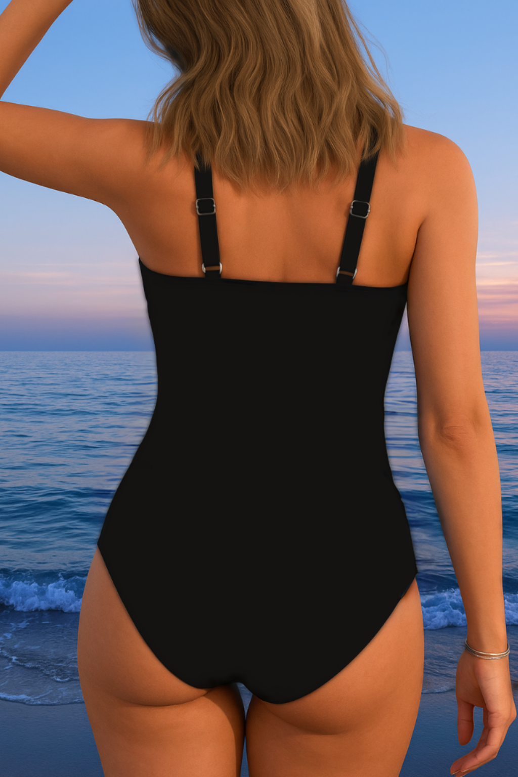 Bañador de mujer cruzado que estiliza la figura con fruncido estratégico. Perfecto para un look elegante en la playa.