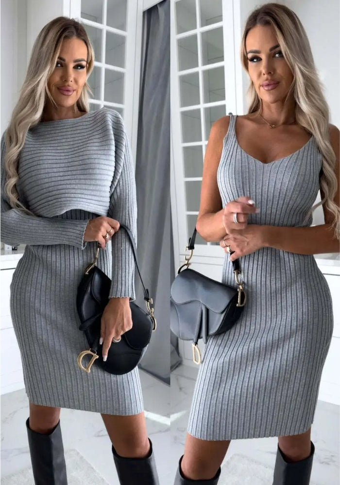 Mini vestido elegante con conjunto moderno de dos piezas. Diseño versátil para moda mujer, estilo chic femenino.