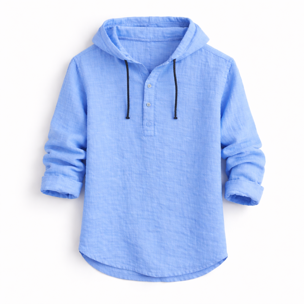 Camisa con capucha casual para hombre, estilo fresco y moderno. Ideal para verano y confort diario.