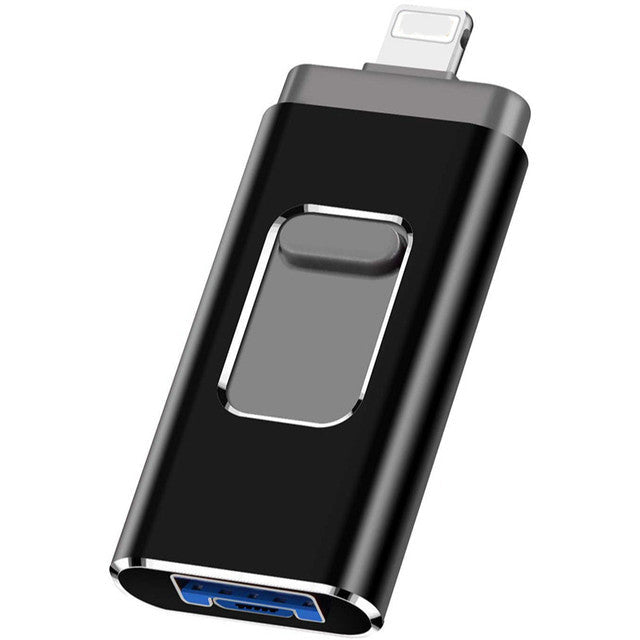 Solución de almacenamiento 4 en 1: USB, USB-C, Micro USB, Lightning para todos tus dispositivos.