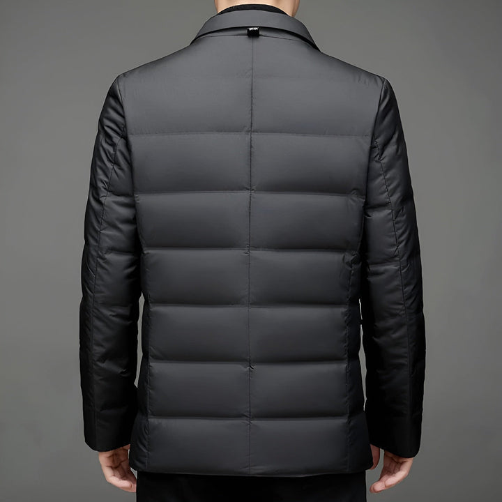 Chaqueta acolchada hombre, diseño de blazer, abrigo elegante y cálido para moda masculina.