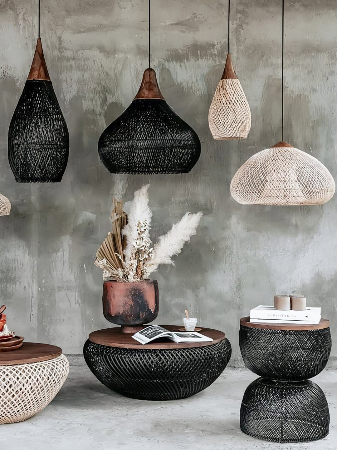 Lámpara de techo natural, minimalista, estilo arpa, realza tu decoración interior.