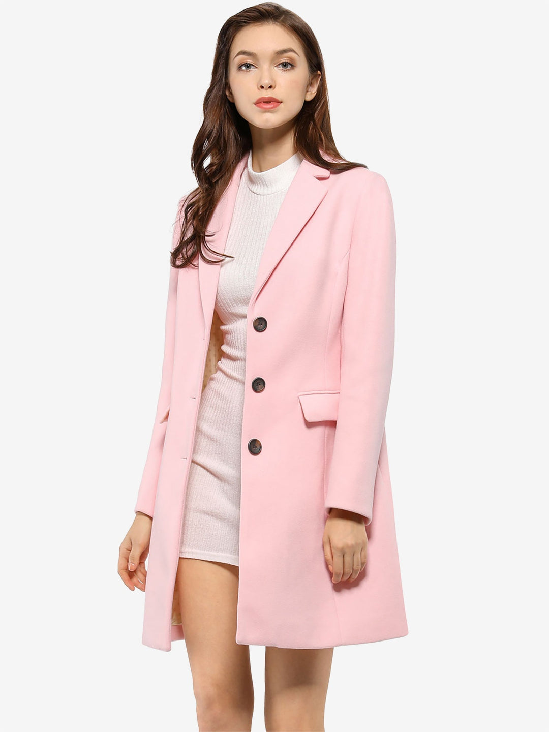 Abrigo largo clásico para mujer, solapa elegante, moda de invierno para exteriores.