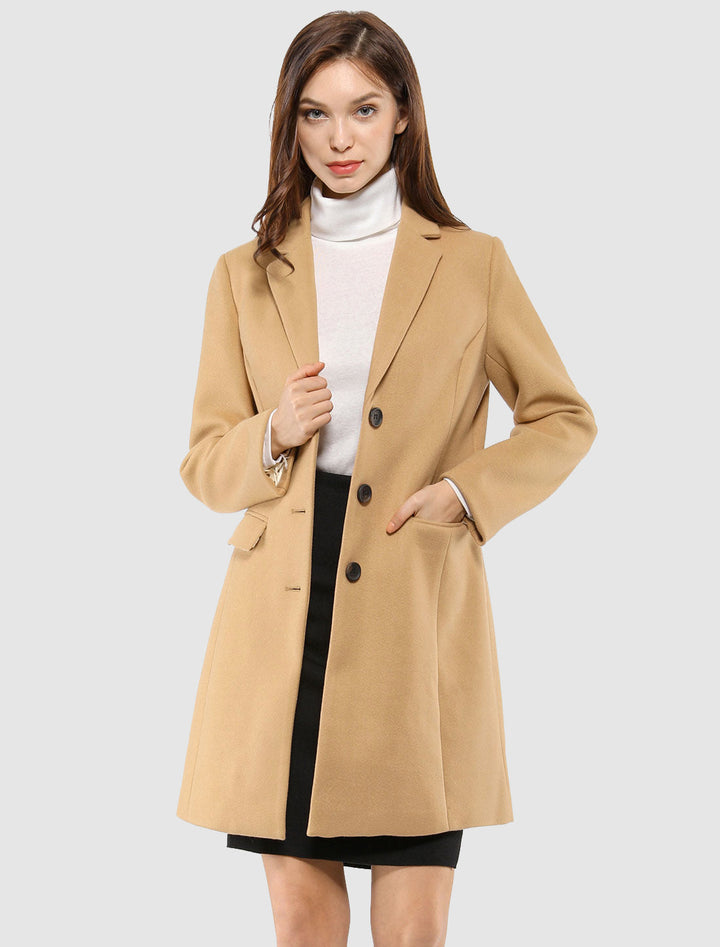 Abrigo de mujer con solapa, diseño clásico de invierno, ropa de abrigo con estilo.