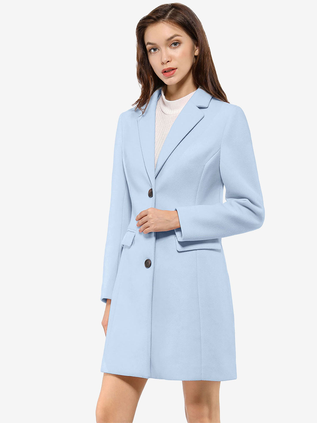 Ropa de abrigo clásica de invierno, mujer, solapa elegante, un esencial para el frío.