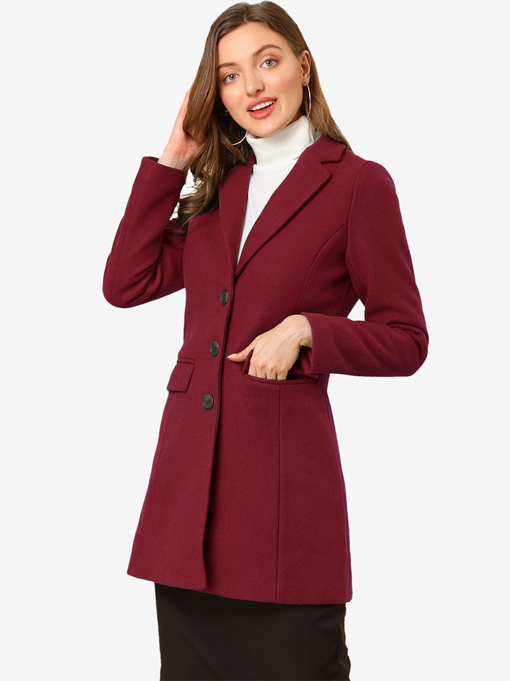 Abrigo de mujer, diseño clásico de invierno, solapa elegante, ropa de abrigo de moda.