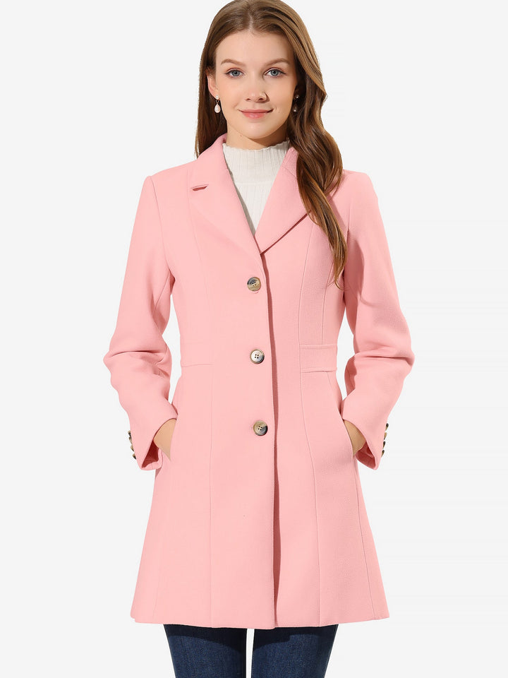 Abrigo largo de invierno para mujer con botones, elegante y cálido.