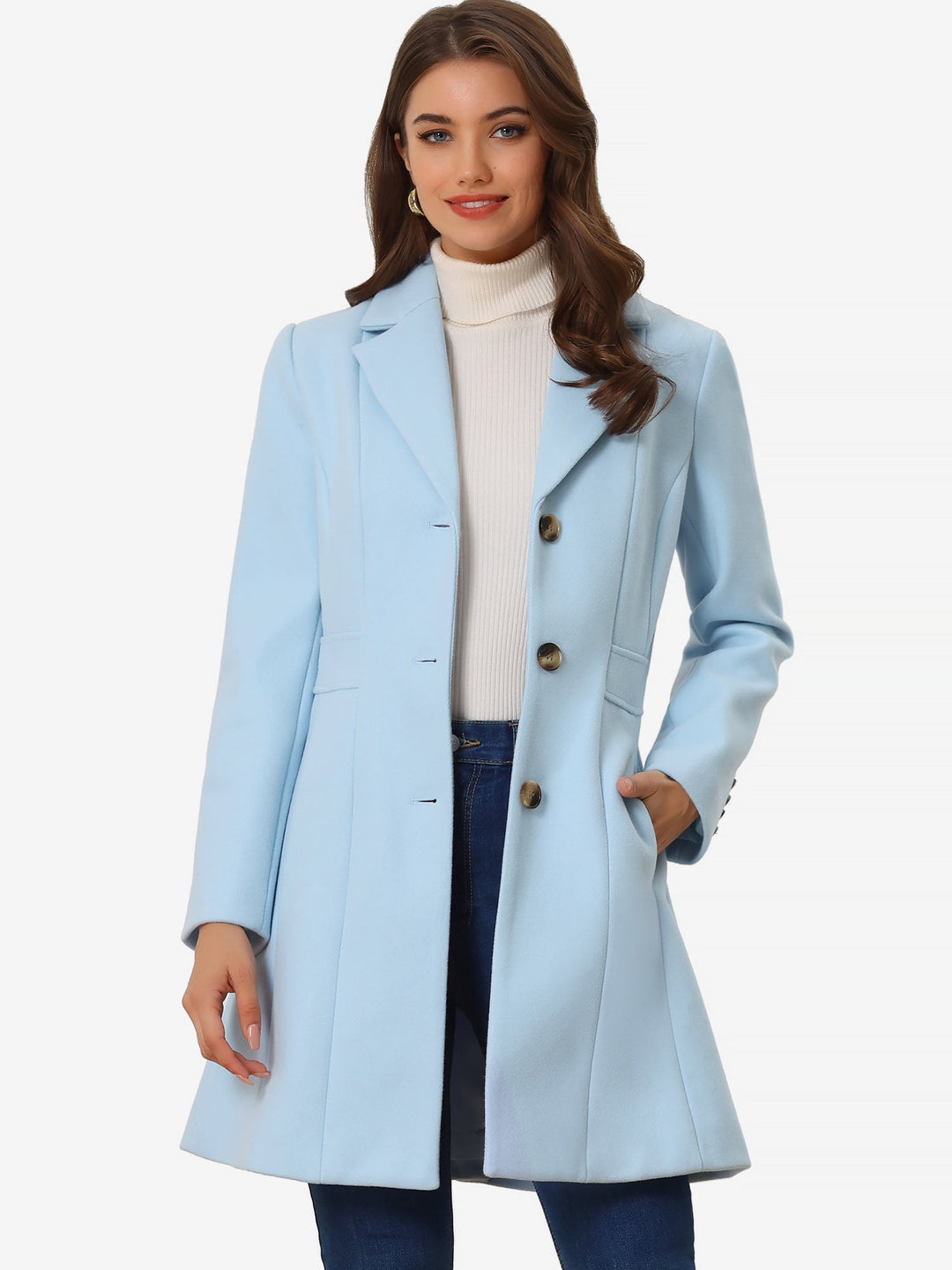 Abrigo de invierno para mujer, largo, versátil y cálido, con botones delanteros.
